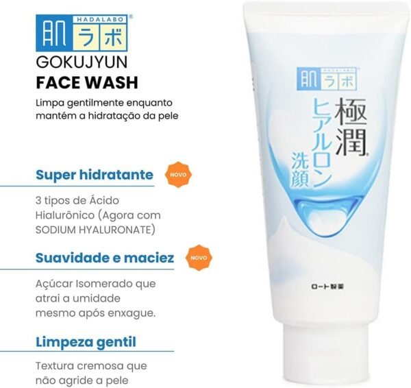 Gokujyun Face Wash - Sabonete Hidratante Facial com Ácido Hialurônico 100g, Hada Labo - Imagem 4