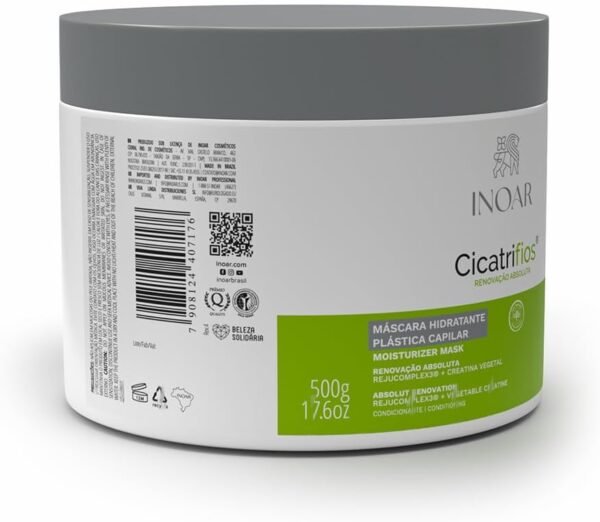 Inoar, Máscara Capilar CicatriFios – Hidratação, Brilho Intenso, Antifrizz e Recuperação dos Fios com Rejucomplex3-500g - Imagem 3