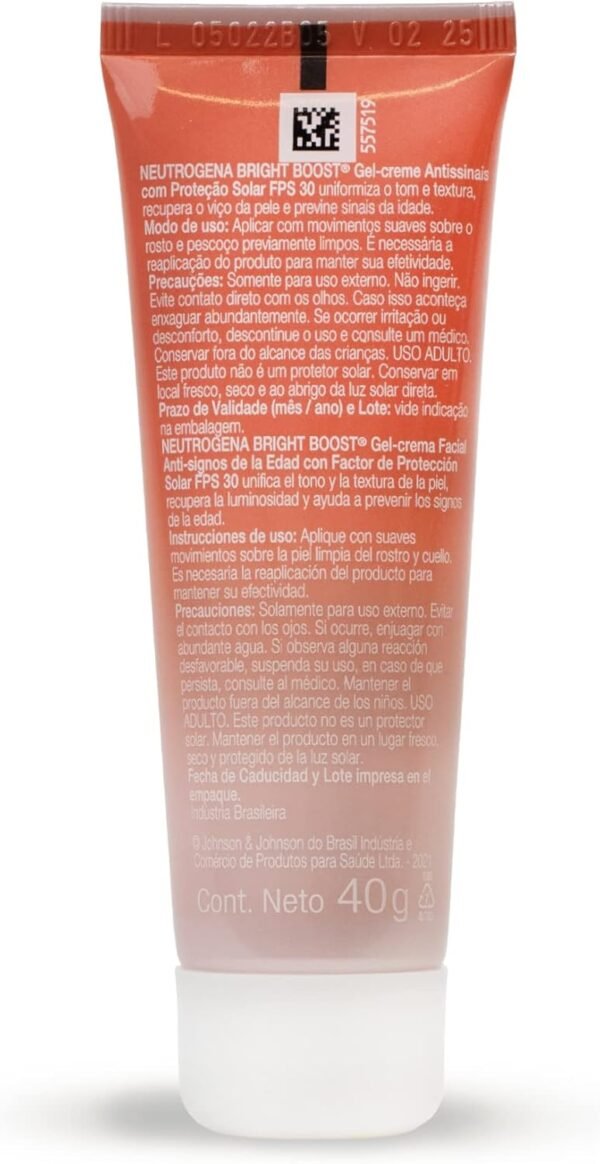 Neutrogena Gel Creme Facial Antissinais Bright Boost FPS 30, 40g - Imagem 2