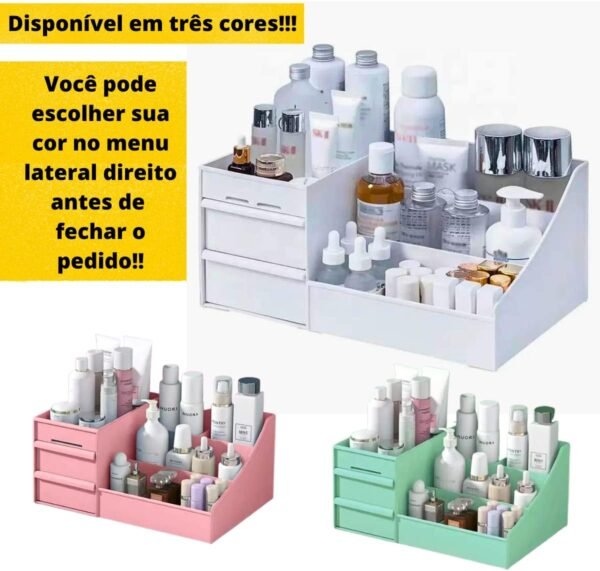 Organizador Maquiagem Escritório Mesa Cosméticos Porta Treco Multiuso Gaveta Caneta (Branco) - Imagem 3