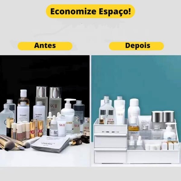 Organizador Maquiagem Escritório Mesa Cosméticos Porta Treco Multiuso Gaveta Caneta (Branco) - Imagem 4