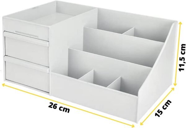 Organizador Maquiagem Escritório Mesa Cosméticos Porta Treco Multiuso Gaveta Caneta (Branco) - Imagem 7