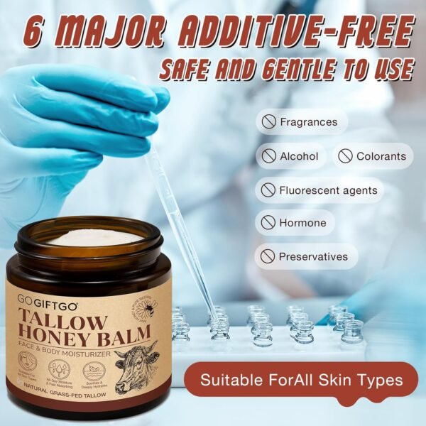 GOGIFTGO Sebo Bovino Para A Pele, Bálsamo De E Mel, O Rosto, Hidratante Facial Sebo, Natural Que Hidrata, Nutre Profundamente Pele Realça Brilho (1 Unidade) - Imagem 9