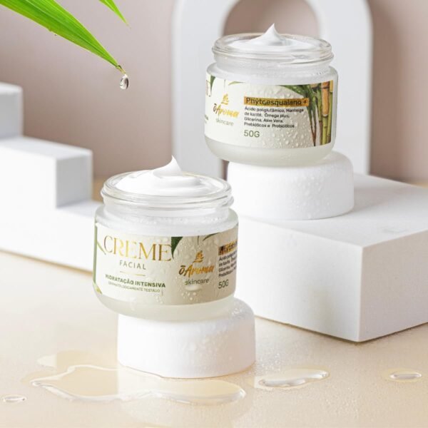 Creme Facial Hidratante Intensivo Phytoesqualano Ácido poliglutâmico Manteiga de karité Prebióticos Pele Seca Anti idade - Imagem 6
