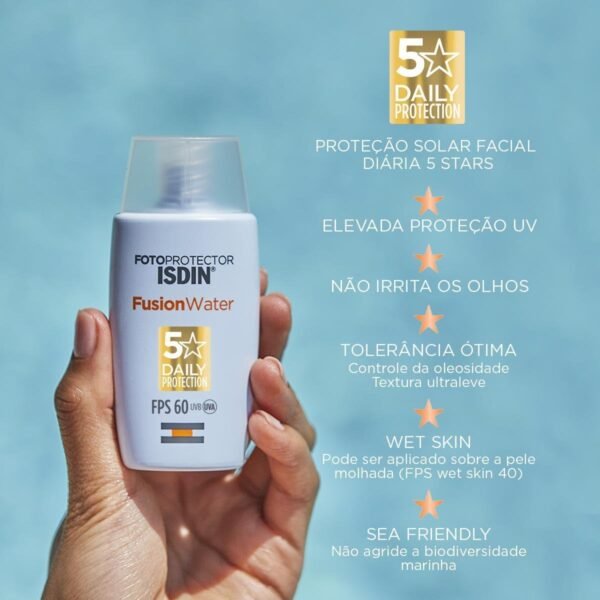 ISDIN Protetor Solar Facial Fusion Water 5 Stars Sem Cor FPS 60-50ml - Imagem 3