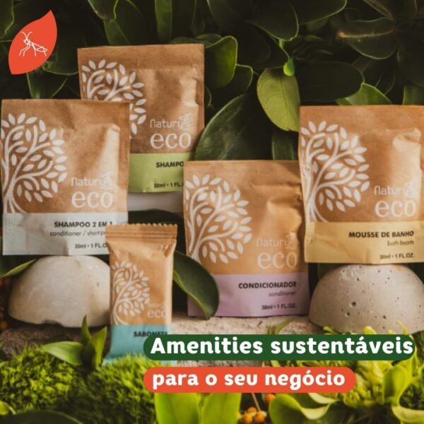 Kit 100 Shampoo 2 em 1 30mL 100 Sabonetes 20g Floral Naturys Ecológico Hotel Pousada Spa - Imagem 7