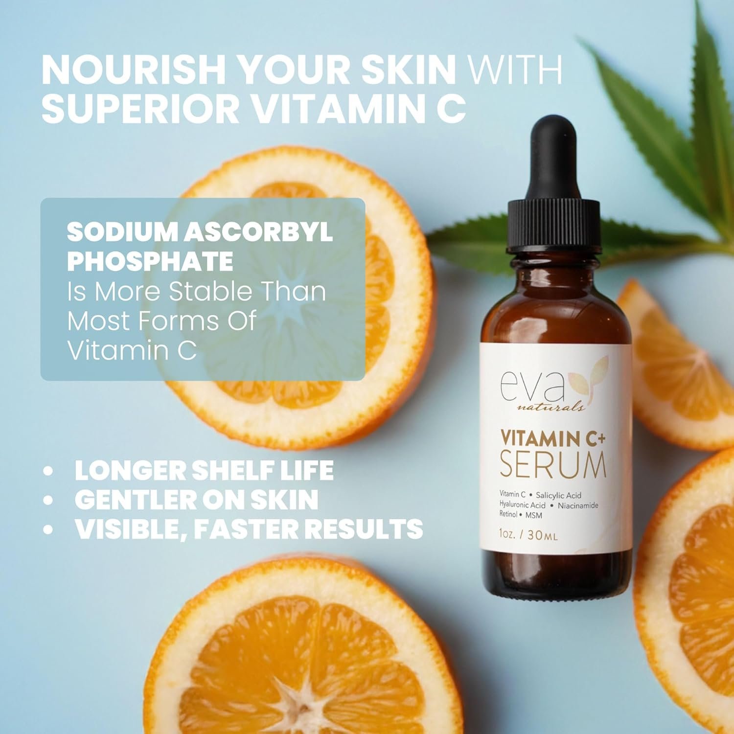 Eva Naturals Vitamin C Face Serum With Hyaluronic Acid - Anti Aging Serum - Reduce Dark Spots, Acne & Wrinkles - Retinol, Niacinamide & Salicylic Acid, Brightening Skin Serum for Glowing Skin 4 Eva Naturals Vitamin C Face Serum With Hyaluronic Acid - Anti Aging Serum - Reduce Dark Spots, Acne & Wrinkles - Retinol, Niacinamide & Salicylic Acid, Brightening Skin Serum for Glowing Skin - Imagem 4