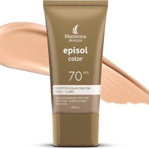 MANTECORP - Protetor Solar Facial Episol Color FPS 70 - Efeito Base, Alta Proteção UVA e UVB, Toque Seco, Rápida Absorção - Tom 2 Claro - 40ml