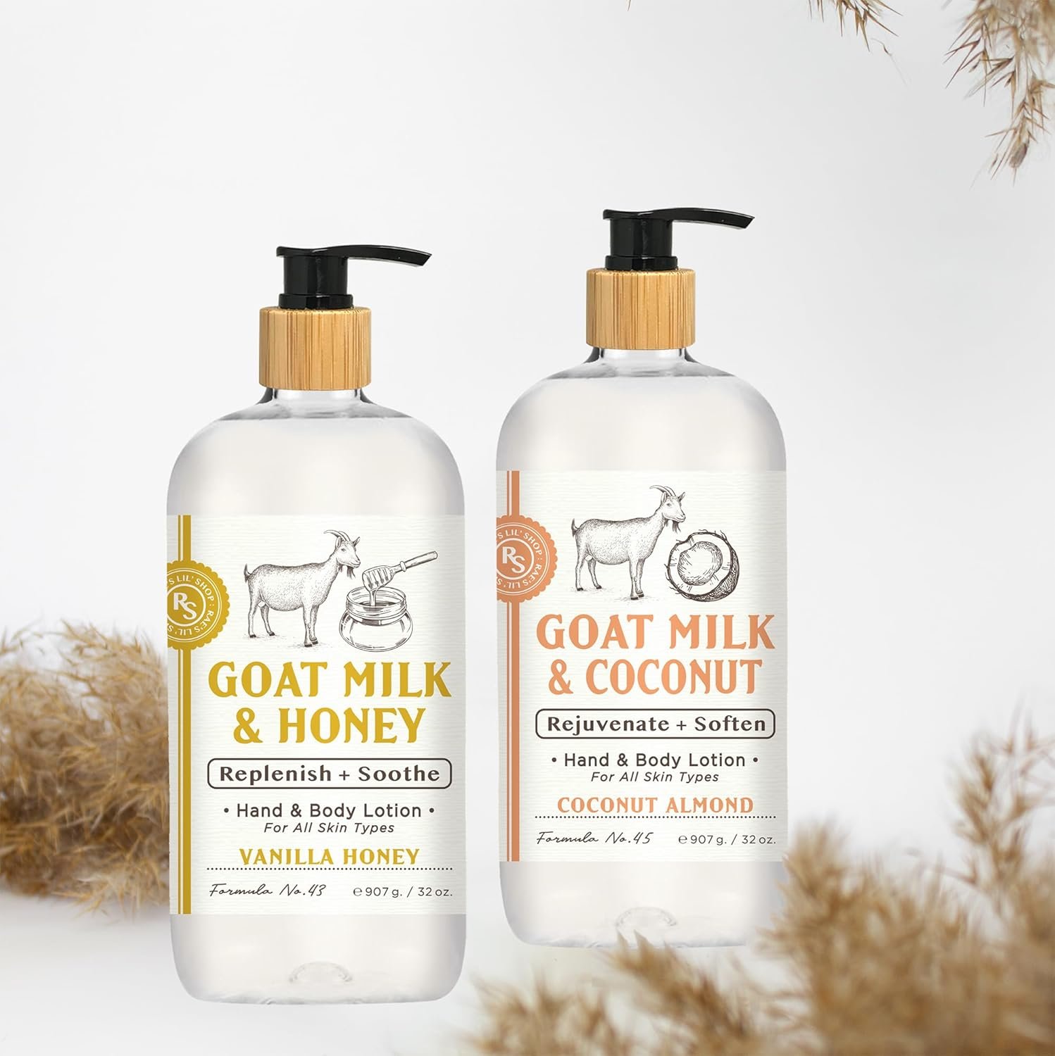 Home & Body Company Raes Lil Shop Goats Milk Hand & Body Lotion, Aromas De Coco, Amêndoa E Mel De Baunilha, Conjunto De 2 De 32 Oz Da Home And Body Company 3 Home & Body Company Raes Lil Shop Goats Milk Hand & Body Lotion, Aromas De Coco, Amêndoa E Mel De Baunilha, Conjunto De 2 De 32 Oz Da Home And Body Company - Imagem 3