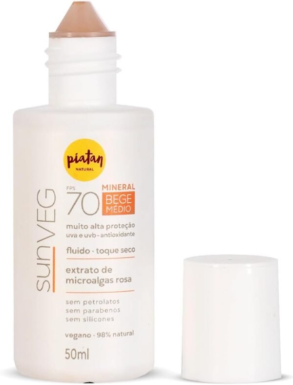Protetor Solar Sunveg FPS 70 Mineral Bege Médio 50ml Piatan Natural - Imagem 3