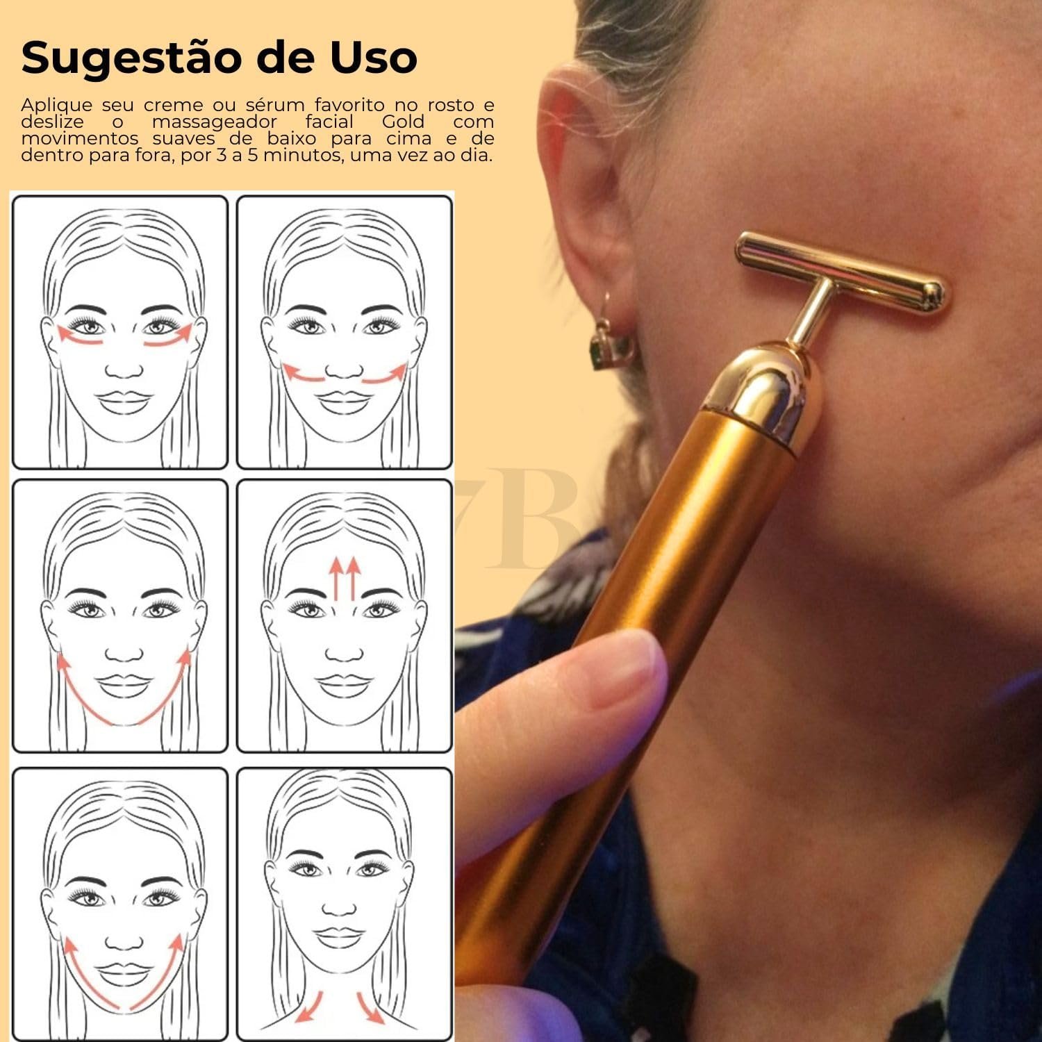Kit Massageador Facial Gold e Filme Solúvel de Colágeno - Skincare Rejuvenescedor 3 Kit Massageador Facial Gold e Filme Solúvel de Colágeno - Skincare Rejuvenescedor - Imagem 3