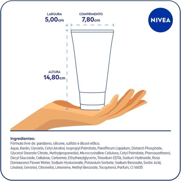 NIVEA Aqua Rose 3 em 1 150ml - Sabonete, Esfoliante e Máscara Facial - Com argila branca, ácido hialurônico e água de rosas orgânica - Imagem 7