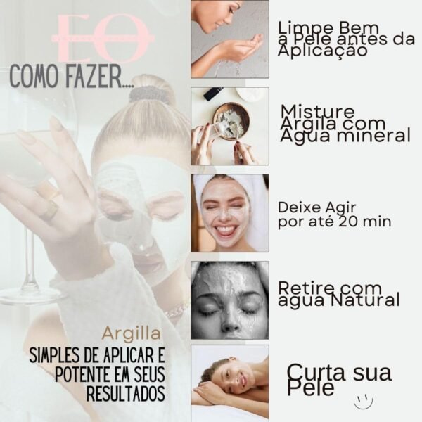 Argila Branca Mascara Facial Skincare Hidratante Clareadora 1kg Facial Corporal 100% Natural - Imagem 3