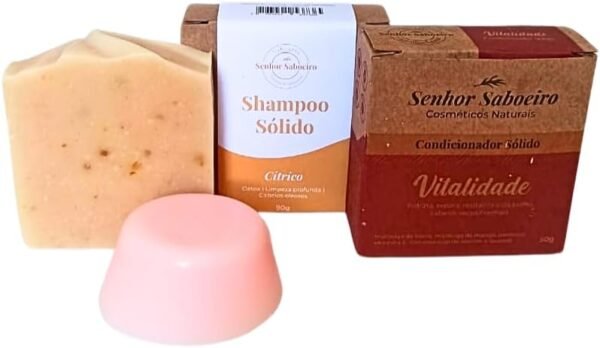 Kit Shampoo e Condicionador Natural em Barra para Cabelos Oleosos - Controle da Oleosidade e Definição Capilar - Imagem 3