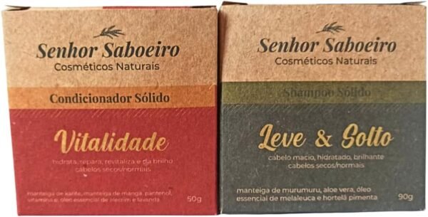 Kit Shampoo de Aloe Vera e Condicionador de Pitaia em Barra Senhor Saboeiro - Hidratação Profunda Cabelos Secos - Imagem 4