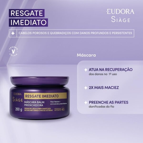 SIAGE MÁSCARA CAPILAR RESGATE IMEDIATO 250g - Imagem 4