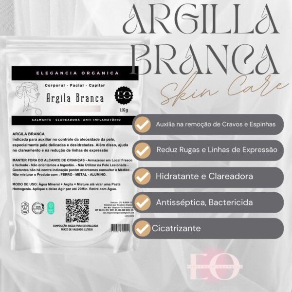 Argila Mascara Facial 100% Natural Em Pó 200gr Skincare Para Todos Os Tipos De Pele Hidratante clareadora - Imagem 3