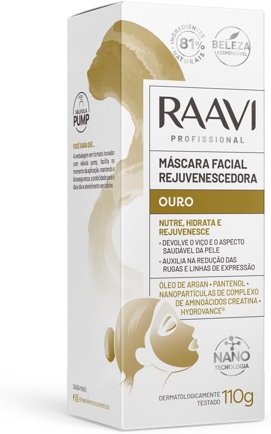 Máscara Facial Rejuvenescedora Ouro Raavi 110g 2 Máscara Facial Rejuvenescedora Ouro Raavi 110g - Imagem 2