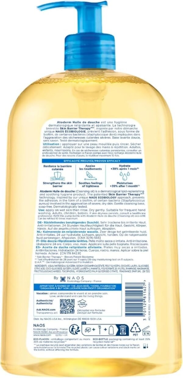 BIODERMA Atoderm Óleo De Banho - Higiene Hidratante Diária 1L - Imagem 3