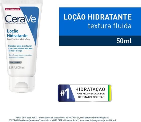 CeraVe, Loção Hidratante Corporal, com textura Fluida e Ácido Hialurônico, 50ml - Imagem 3