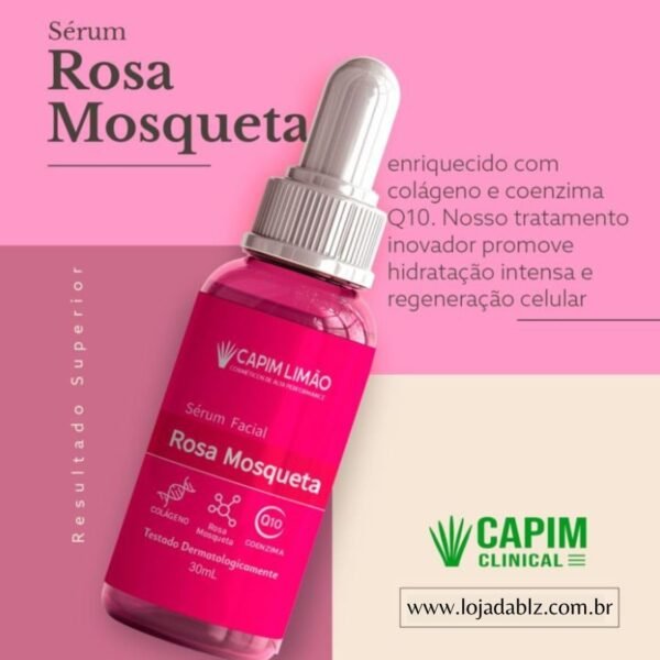 Serum Facial Rosa Mosqueta + Colageno + Coenzima Q10 Capim Clinical 30ml Hidratação e Elasticidade - Imagem 3