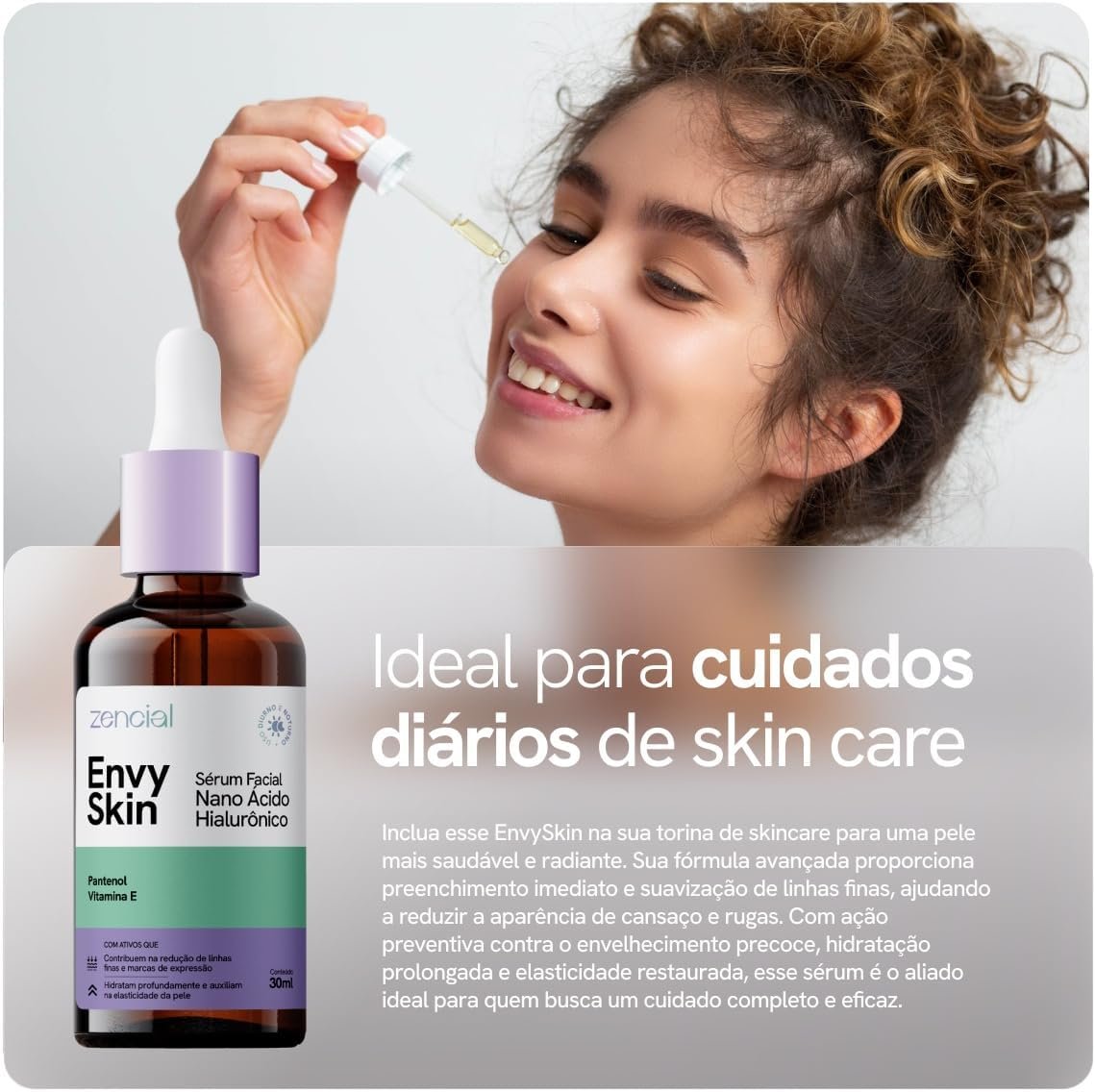 Envy Skin Sérum Nano Ácido Hialurônico 30ml - Hidratação Intensa e Preenchimento Facial, Vitamina E, Pantenol, Anti-Idade 4 Envy Skin Sérum Nano Ácido Hialurônico 30ml - Hidratação Intensa e Preenchimento Facial, Vitamina E, Pantenol, Anti-Idade - Imagem 4