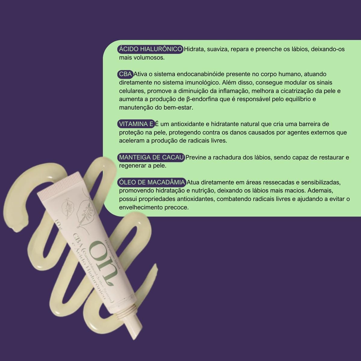 Hidratante Labial Natural Com CBA – Kit 3 Unid | Vegano e Efeito CBD 3 Hidratante Labial Natural Com CBA – Kit 3 Unid | Vegano e Efeito CBD - Imagem 3