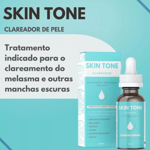 Skin Tone Clareador Facial - Manchas Melasma Sardas Acne Estrias Rugas 60Ml Serum - Imagem 7
