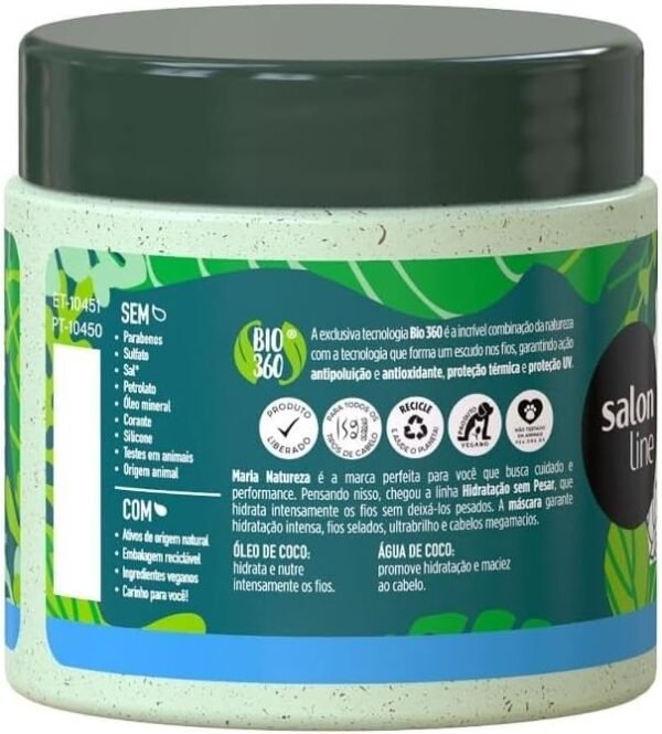 Salon Line, Kit Maria Natureza com 3 Máscaras para Hidratação, Nutrição e Reconstrução, Veganos - Para Todos os Tipos de Cabelos, 200g - Imagem 3