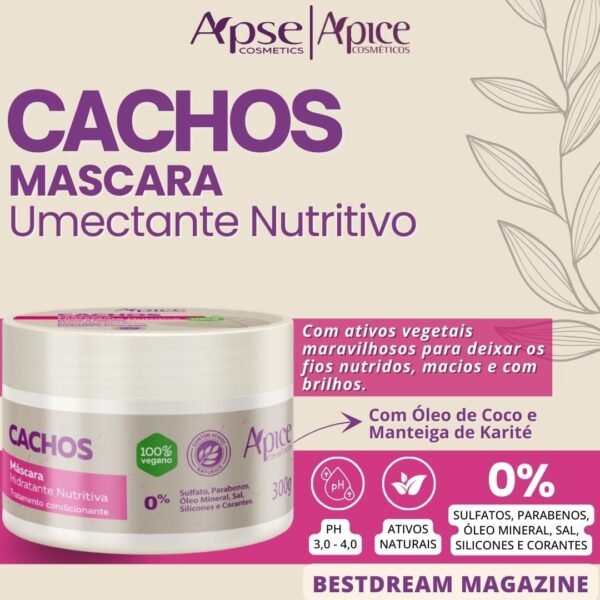 Kit Apse Cachos Ativador De Cachos + Mascara Hidratação Capilar Vegano - Imagem 3
