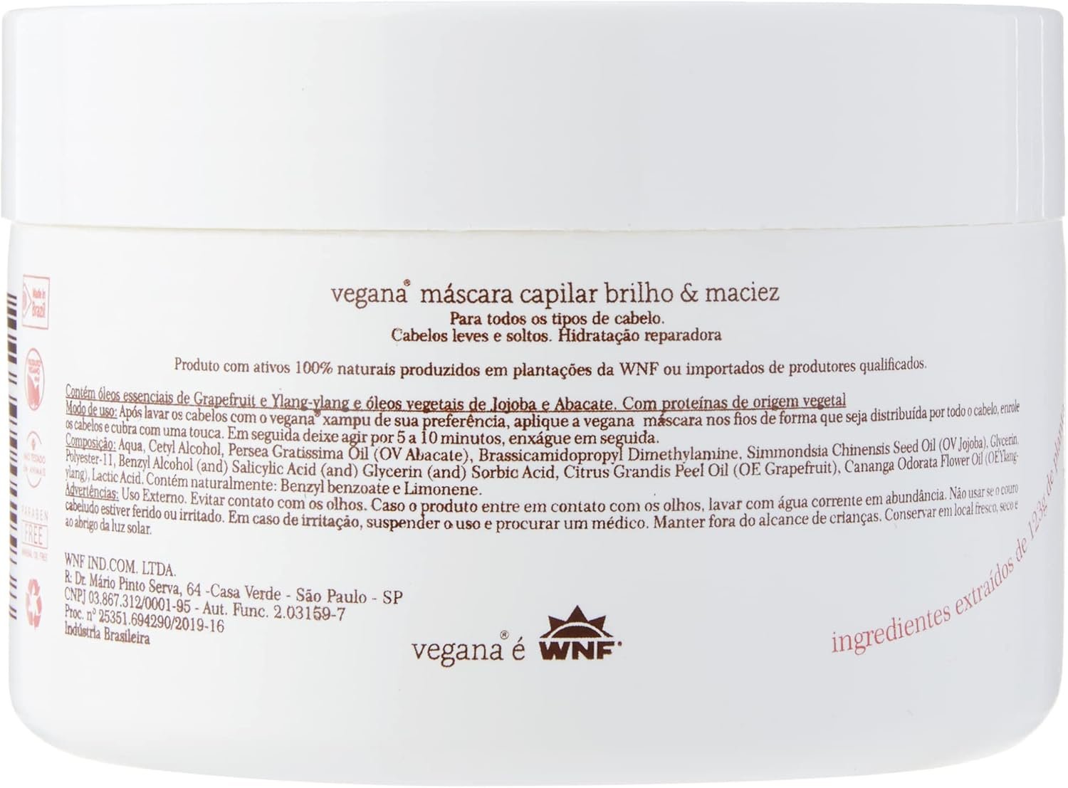 Vegana Mascara Capilar Brilho E Maciez 200ml, VEGANA 2 Vegana Mascara Capilar Brilho E Maciez 200ml, VEGANA - Imagem 2