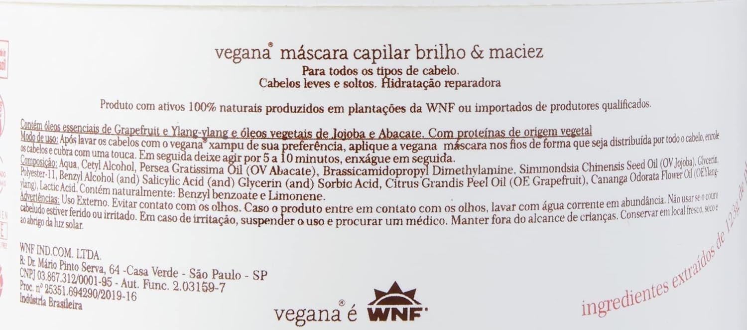 Vegana Mascara Capilar Brilho E Maciez 200ml, VEGANA 3 Vegana Mascara Capilar Brilho E Maciez 200ml, VEGANA - Imagem 3