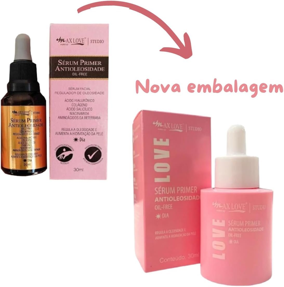 Kit de Séruns Faciais Max Love Studio, 4 Tipos: Redutor de Poros, Colágeno, Primer Anti-Oleosidade, Rosa Mosqueta 5 Kit de Séruns Faciais Max Love Studio, 4 Tipos: Redutor de Poros, Colágeno, Primer Anti-Oleosidade, Rosa Mosqueta - Imagem 6