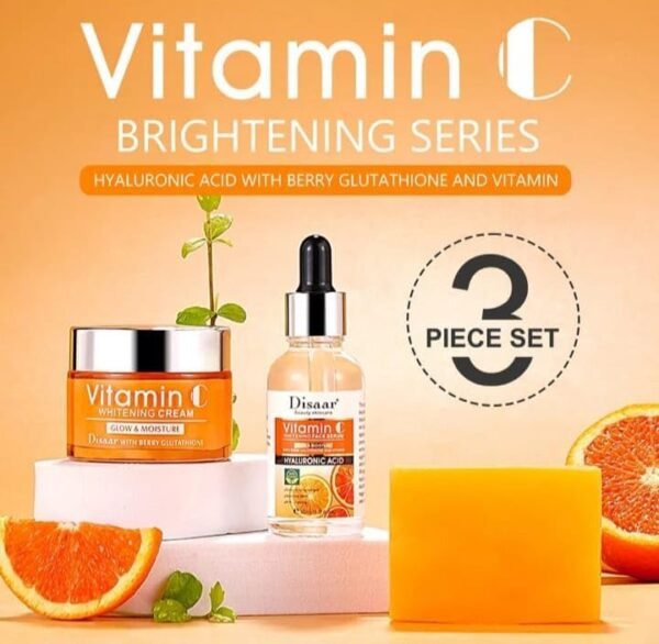 Kit Facial Vitamina C, Conjunto com 2 Peças, Sérum e Creme Clareador com Ácido Hialurônico - Imagem 3
