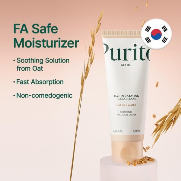 PURITO Creme de gel calmante de aveia para hidratação e suavização, leve, hidratante não pegajoso para peles sensíveis, não comedogênico, sem fragrância, cuidados com a pele coreana, 100 ml - Imagem 3