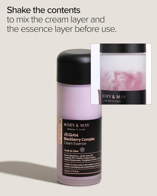 Mary&May Vegan Blackberry Complex Cream Essence 140ml, Deep Hydrating for dry skin, Essence Toner, Blackberry Extract, Cream Skin, Fragrance Free, Korean Skincare, marynmay - Imagem 3