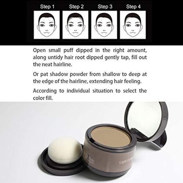 Pó para linha do cabelo (marrom médio) - cubra instantaneamente as raízes grisalhas, retoque de cabelo, sombra de cor de cabelo para cabelos finos - Imagem 3