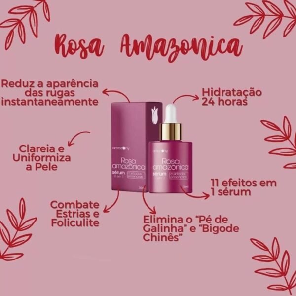 Serum Rosa Amazônica Mosqueta+ácido Hialuronico+retinol+verisol - Imagem 2