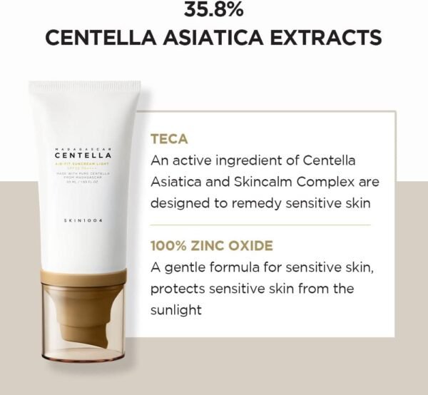 SKIN1004 Madagascar Centella Air-fit Suncream Light 1.69 fl. oz (50ml) - Imagem 4