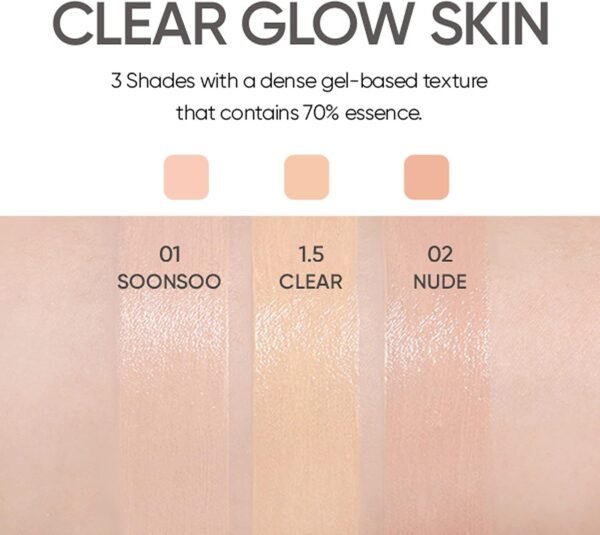 AMUSE Base de almofada vegana Seul Dew Jelly 01 SOONSOO | orvalhado, brilho, longa duração, cobertura dupla, beleza limpa, leve, aparência natural, base para pele sensível, almofada hidratante - Imagem 6
