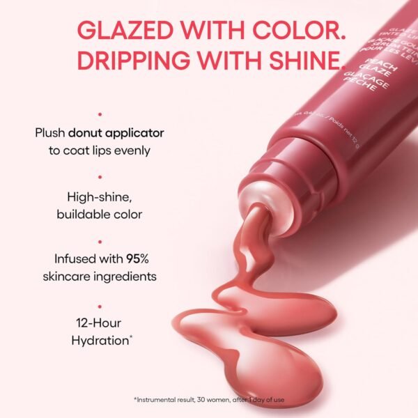 LANEIGE Glaze Craze Sérum labial matizado esmalte pêssego: hidratação nutritiva com polipeptídeo - Imagem 3