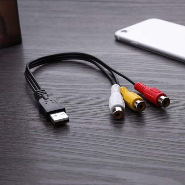 Cabo USB para 3RCA, USB A 2.0 macho para 3 RCA fêmea, placa de captura de áudio e vídeo, cabo adaptador composto AV para PC, Mac, AV, HDD e DVR (pacote com 1) - Imagem 4