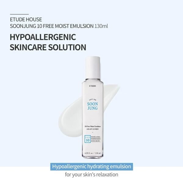 ETUDE HOUSE SoonJung 10 emulsão úmida 130 ml 21 AD | Emulsão hidratante hipoalergênica não irritante para cuidados e relaxamento de danos na pele | Cuidados com a pele coreana - Imagem 5