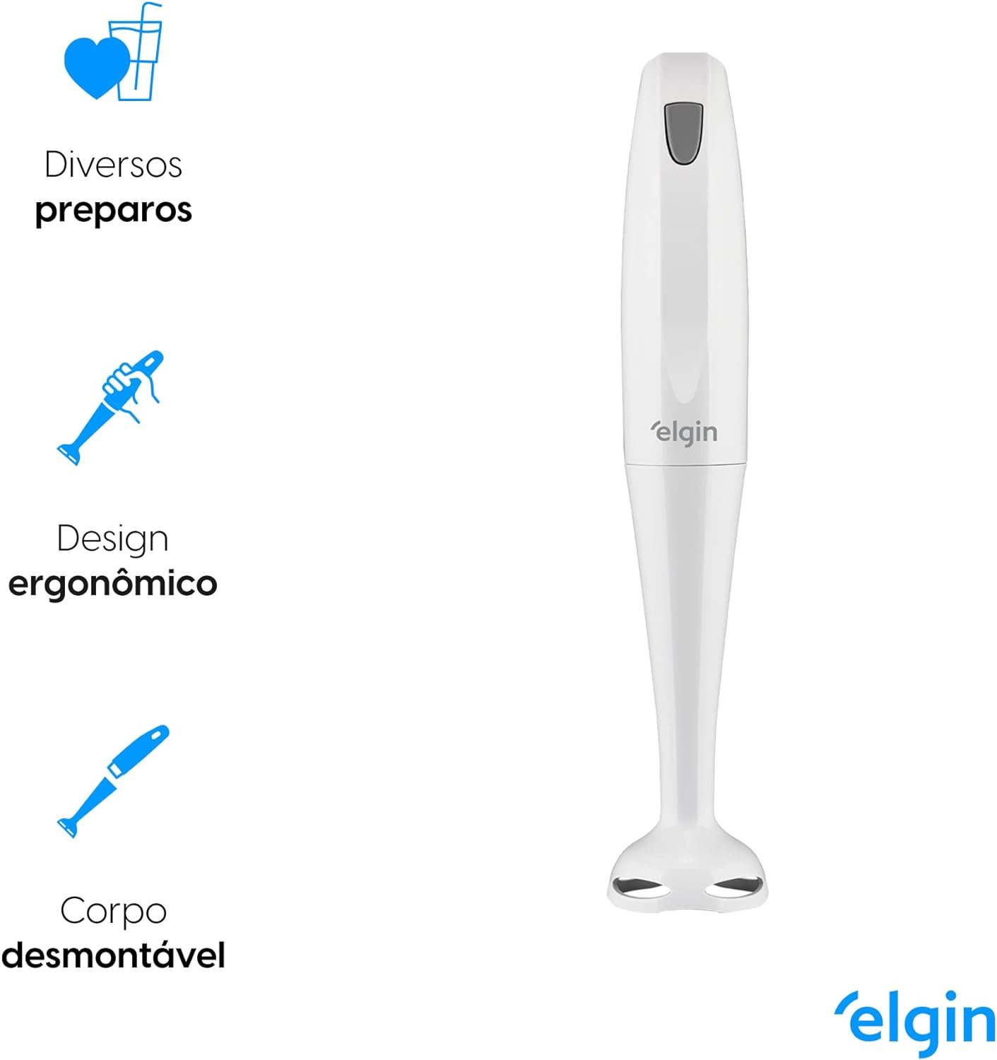 Mixer de Mão 200W Elgin Compacto e Leve, ergonômico e fácil de limpar Branco 110v 3 Mixer de Mão 200W Elgin Compacto e Leve, ergonômico e fácil de limpar Branco 110v - Imagem 3