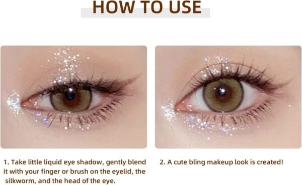 YMH BEAUTE Sombra líquida com glitter, pigmentada, longa duração, secagem rápida, fácil de aplicar, cola solta com glitter para maquiagem de cristais dos olhos (lantejoulas coloridas - Imagem 7