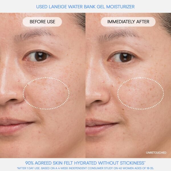 LANEIGE Water Bank Blue Hyaluronic Gel Moisturizer: Hydrate and Visibly Soothe, 1.6 fl. oz. - Imagem 4
