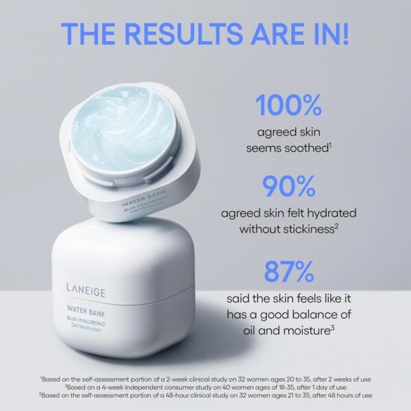 LANEIGE Water Bank Blue Hyaluronic Gel Moisturizer: Hydrate and Visibly Soothe, 1.6 fl. oz. - Imagem 5