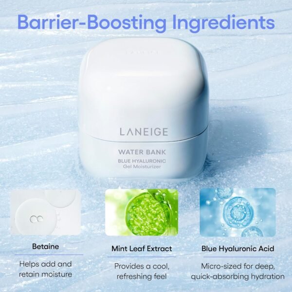 LANEIGE Water Bank Blue Hyaluronic Gel Moisturizer: Hydrate and Visibly Soothe, 1.6 fl. oz. - Imagem 6
