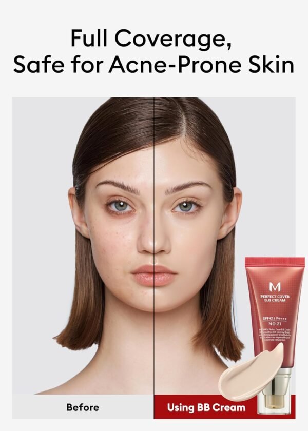 MISSHA Perfect Cover Bb Cream Dual Pack No.21 Bege Claro - Claro Com Subtom Frio Fps 42 Pa +++ 1,69 Fl Oz - Hidratante Com Cor Para O Rosto Com Fps - Imagem 4