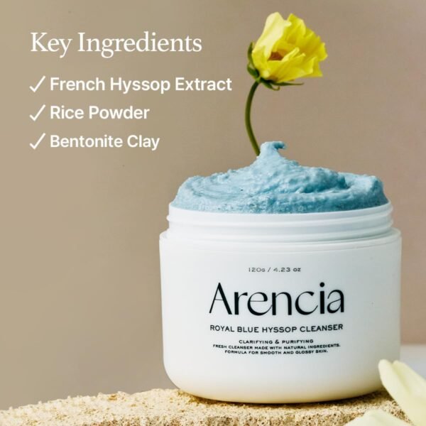 ARENCIA Esfoliante facial clareador e de limpeza profunda de hissopo - Todos os tipos de pele, para filamentos sebáceos e cravos (120 g) - Imagem 4